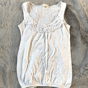 White Tank with Ruffled Neckline